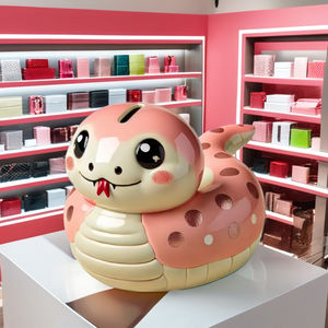 Hucha de serpiente de cerámica irrompible para niños, tarro de ahorro de monedas con Acabado brillante con regalo de bienvenida decorativo para niños - Product Image 2