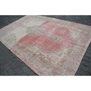 พรมวินเทจสไตล์ตุรกี ขนาด 7.2x10.9 ฟุต พรมขนาดใหญ่ พรมลายดอกไม้สีแดง - Product Image 2