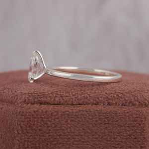 Anillo de compromiso de diamante solitario, corte de pera, Diamante de laboratorio, boda, Diamante cultivado, anillo de oro blanco sólido nupcial - Product Image 4