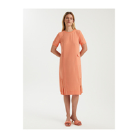 Robe en coton avec fermeture éclair, manches courtes, non doublée, sans poche, très colorée