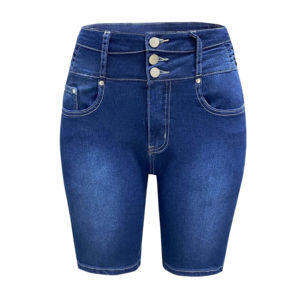 Breathable high quality <b>denim</b> <b>shorts</b> for women made from cotton with button closure designed as stylish female booty <b>shorts</b> - Product Image 2