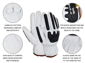 Gants de travail industriels robustes pour l'industrie pétrolière et gazière avec protection anti-vibrations TPR, en cuir synthétique, pour la sécurité des mains - Product Image 3