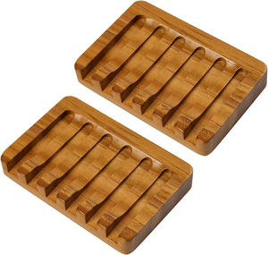 Porte-savon en bois pour salle de bain, design égouttoir, carré, pour salle de bain, cuisine, porte-savon en bambou - Product Image 1