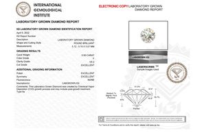 Diamante cultivado en laboratorio de 0,50 quilates, color blanco-F, FL/VS2, claridad, anillo de corte brillante redondo, colgante, fabricación de joyas, diamantes CVD de lujo - Product Image 3