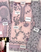 Pakaian Pesta Pernikahan Wanita India Pakistan Etnik Georgette Sutra Bordir Linen Panjang Lantai Model Longgar Salwar Kameez Set