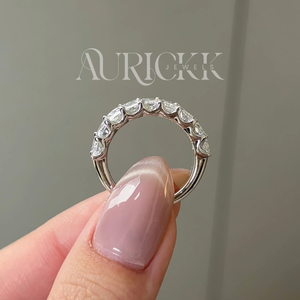 Anillo de Compromiso de Media Eternidad con Diamante Moissanite de Corte Radiante, Chapado en Oro de 14K y Rodio, para Regalo de Aniversario de Bodas o Fiesta - Product Image 4