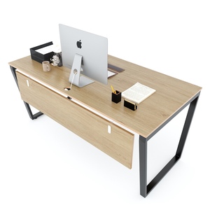 HBTC033 โต๊ะทำงานสำนักงานทรงตัวแอล ขนาด 160x80 ซม. สไตล์โมเดิร์นมินิมอล พร้อมเคลือบเมลามีน ไม้อัด และขาเหล็กทรงสี่เหลี่ยมคางหมู ดีไซน์หรูหราจาก MDF - Product Image 1