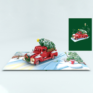 Pop-Up 3D voiture de noël et carte d'arbre de pin carte de voeux artisanale en papier fait à la main pour enfants idée cadeau de noël - Product Image 1