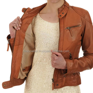 Chaqueta de cuero auténtico para mujer de estilo de invierno, ropa de abrigo de moda de alta calidad, chaqueta cálida y elegante para mujer para clima frío - Product Image 1