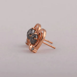 Prix de gros diamant spirale goujon sel N poivre boucles d'oreilles ovale coupe diamant boucles d'oreilles à la main pour son cadeau - Product Image 2