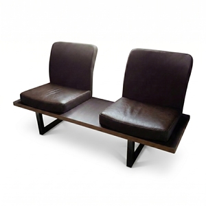 Sofá de Oficina Moderno de Dos Plazas, Cuero PU, Estructura de Madera Maciza, Patas de Madera, Esponja de Alta Densidad, Diseño Minimalista, Duradero, Comercial - Product Image 5