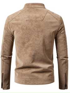 แจ็คเก็ตหนังสไตล์ฮิปฮอปใหม่สำหรับผู้ชาย แจ็คเก็ตฤดูหนาวมีซิป แจ็คเก็ตหนังผู้ชายแฟชั่นลำลองสไตล์ไบค์เกอร์ - Product Image 5