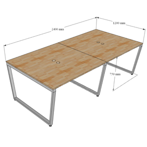 Escritorios de Oficina Modernos de Melamina en Conjunto de 4 Piezas, 240x120cm, Requiere Ensamblaje-HBTC014 - Product Image 6