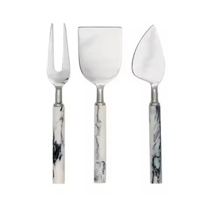 Juego de cuchillos de queso rebanador de acero inoxidable dorado de 4 piezas con mango de madera para servir queso - Product Image 6