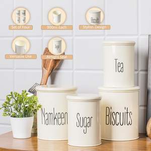 Recipiente metálico con tapa para té, café y azúcar, recipiente hermético para cocina, frasco de almacenamiento de acero para azúcar de cocina - Product Image 4
