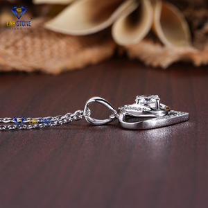 Colgante de oro blanco con diamantes de corte redondo TDW 0,91 de Labstone/colgante elegante hecho a mano/color de la EF-VS - Product Image 3