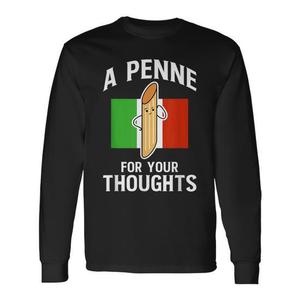 T-Shirt a Maniche Lunghe 'A Penne for Your Thoughts' - Prodotto Promozionale per Pasta e Noodle Italiani - Product Image 1