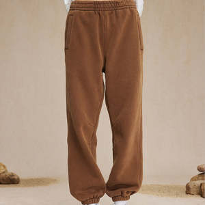 กางเกงวิ่งจ๊อกกิ้งผ้าแคนวาสขากว้างสำหรับผู้ชายทรงหลวมซักปานกลางแบบเรียบงานปัก - Product Image 3