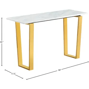 Table console en métal en acier inoxydable 100% couleur or plaqué aspect brillant et dessus en marbre Design luxueux Look attrayant fournitures - Product Image 2