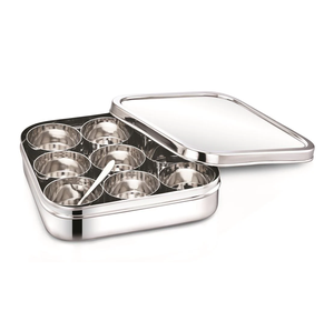 Caja de acero inoxidable para especias, caja de sal y azúcar, cajas de tarros de especias, tapa redonda doble, accesorios de cocina, precio más bajo - Product Image 3