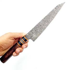 มีดทำครัวเหล็กดามัสกัสแฮนด์เมดมีดทำครัวมีด้ามจับไม้ดีไซน์ใหม่สำหรับใช้ในครัวงานตามสั่ง - Product Image 4