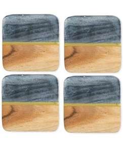 Dessous de verre en marbre de forme carrée de taille personnalisée Sous-verres classiques en bois pour boissons tasse ustensiles de cuisine accessoires - Product Image 1