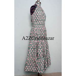 Best Selling Women's 100% Cotton <b>Maxi</b> <b>Dress</b> Handmade Summer Beach Wear floral Print Soft Casual Boho Style Natural Free - Product Image 4