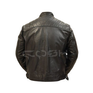 Chaqueta de Motociclista de Cuero Genuino Negro Personalizada al por Mayor, Chaqueta de Motociclista con Cuello Alto, Proveedor - Product Image 6