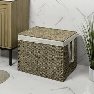 Factory Price Woven Seagrass Collapsible <b>Laundry</b> <b>Hamper</b> Basket <b>with</b> <b>Lid</b> and Removable Liner for Coastal Bedroom from Vietnam - Product Image 5