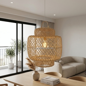 Lámpara Colgante de Ratán Ecológica, Moderna y Elegante, con Color Personalizado y Función Regulable para un Diseño Interior Acogedor, Tamaño Mediano - Product Image 6
