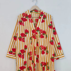 Vestido Largo Casual de Verano con Estampado Floral, Cuello en V y Manga Larga, 100% Algodón |   Ligero, Transpirable, Elegante y Cómodo - Product Image 1