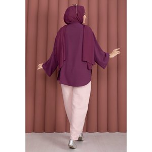 High-Waisted Pink Harem Pants with <b>Elastic</b> <b>Waist</b> and Pockets Breathable Casual Mid-<b>Waist</b> XL <b>Trousers</b> - Product Image 5