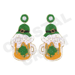 Boucles d'oreilles perlées vertes vintage pour femmes jour commémoratif patriotique Orange blanc bleu couleur tissu matériel pour les mariages - Product Image 3