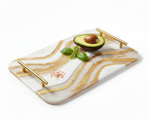 Tabla de Cortar de Mármol y Resina de Lujo, Tabla de Cortar de Resina de Mármol Natural Hecha a Mano para Preparación de Alimentos en la Cocina, Queso y Pan - Product Image 3