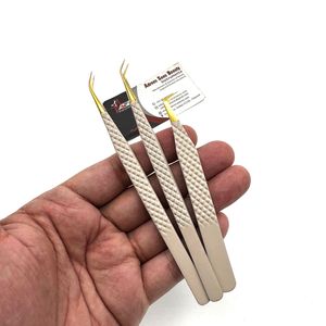 Nude Gold Lash Tweezers 90 Degree Slim Boot 45 Degree And Curved <b>Isolation</b> Custom Logo Beauty Tool OEM - Product Image 5
