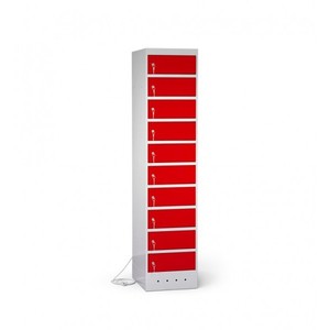 Armadio per laptop 1800 x 400 x 500 mm AxLxP con 10 scomparti, ciascuno con 1 presa - Product Image 1