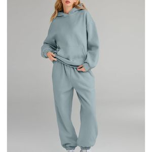 Wholesale Women's <b>Oversized</b> <b>Long</b> Pullover Tracksuit 100% Cotton Fleece Custom Logo Casual Solid Pattern Winter Tracksuits - Product Image 3