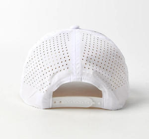 <b>Waterproof</b> Custom Rubber Patch Logo 5 Panel Golf Trucker Hat Laser Cut Unisex Breathable High Quality Hole Perforated Sports <b>Cap</b> - Product Image 3