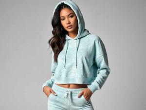 Sudaderas con capucha lavadas con ácido de calidad superior para mujer, Sudadera con capucha estampada personalizada con patrón sólido y decoración de diamantes de imitación para invierno, venta al por mayor - Product Image 5