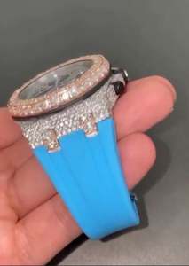 Nouvelle version entièrement glacé Moissanite diamants montre-bracelet Original Hip Hop Style VVS clarté acier verre cadran fenêtre mode - Product Image 3