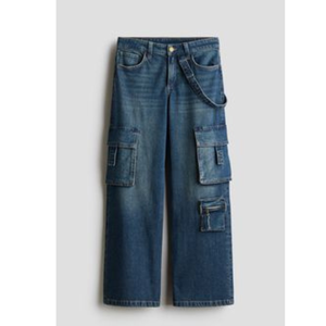 Pantalon décontracté à jambes larges avec design cargo ample, jean droit en denim de haute qualité pour femmes - Product Image 4