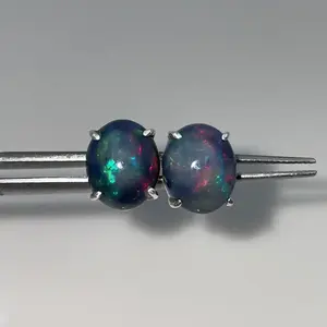 Conjunto de Pendientes y Anillo con Zirconia Natural Multicolor de Etiopía, Corte Ovalado, Certificado, Aleación de Alta Calidad, Chapado en Oro, Estilo Vintage - Product Image 4