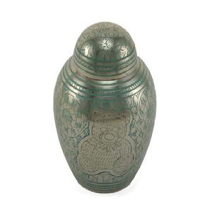 Urnes funéraires en laiton à dôme supérieur de haute qualité avec gravure en étain et couleur bleue urnes funéraires en métal fini pour cendres humaines - Product Image 4