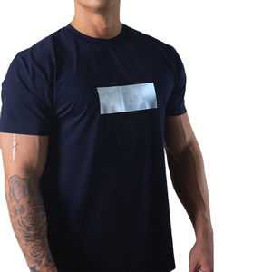 Camiseta de entrenamiento deportivo ajustada de alta calidad OEM para hombre, camiseta de gimnasio de compresión de fitness de secado rápido, camiseta teñida lisa con mangas cortas - Product Image 1
