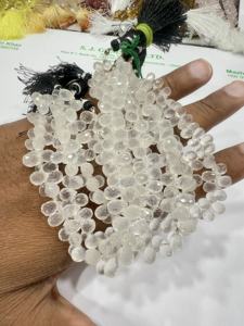 Lágrimas de cuarzo de cristal facetado natural, Briolette, tamaño de hebra de 8 pulgadas, 5-7mm, aproximadamente, corte de pera, cuentas de piedras preciosas de cuarzo, cuentas de piedra - Product Image 6