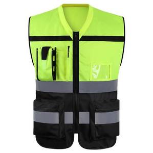 Gilet de travail de chantier unisexe en polyester orange haute visibilité, course nocturne en plein air, protection réfléchissante de sécurité - Product Image 6