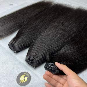 Yaki Straight Bundles Extensions de Cheveux Humains Cuticule Brute De Qualité Supérieure Alignée Non Transformée Double Dessiné Raw Kinky Straight Bundles - Product Image 2