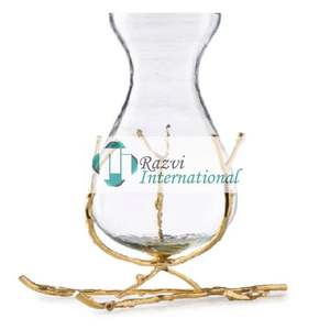 Vase à fleurs couvert de branches de feuilles d'or Vase à fleurs de couleur dorée de forme personnalisée pour la décoration de vaisselle de restaurant - Product Image 5