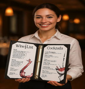 Cubierta de Menú de Cuero PU, Carpeta de Bebidas de Doble Pliegue, Estilo Libro, Porta Lista de Vinos y Cócteles para Hotel, Restaurante, Bar - Product Image 4