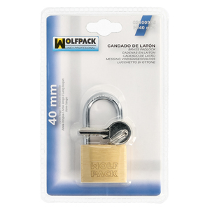 Lucchetto in ottone, catena lunga 40 mm. Confezione blister da 1, resistente - Product Image 2